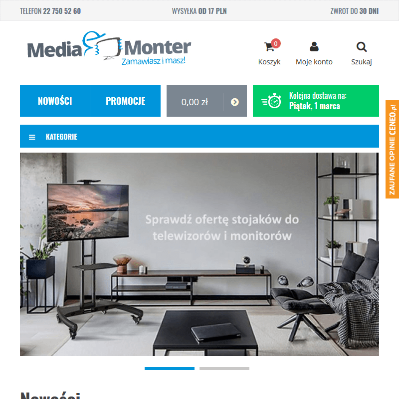 Uchwyt lcd sufitowy - łódź