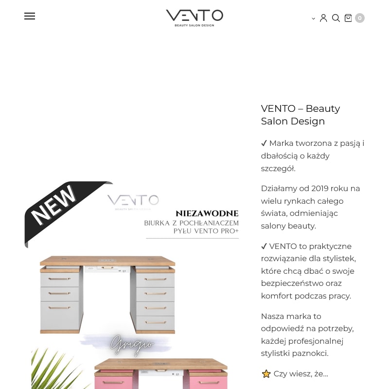 Biurko z pochłaniaczem vento